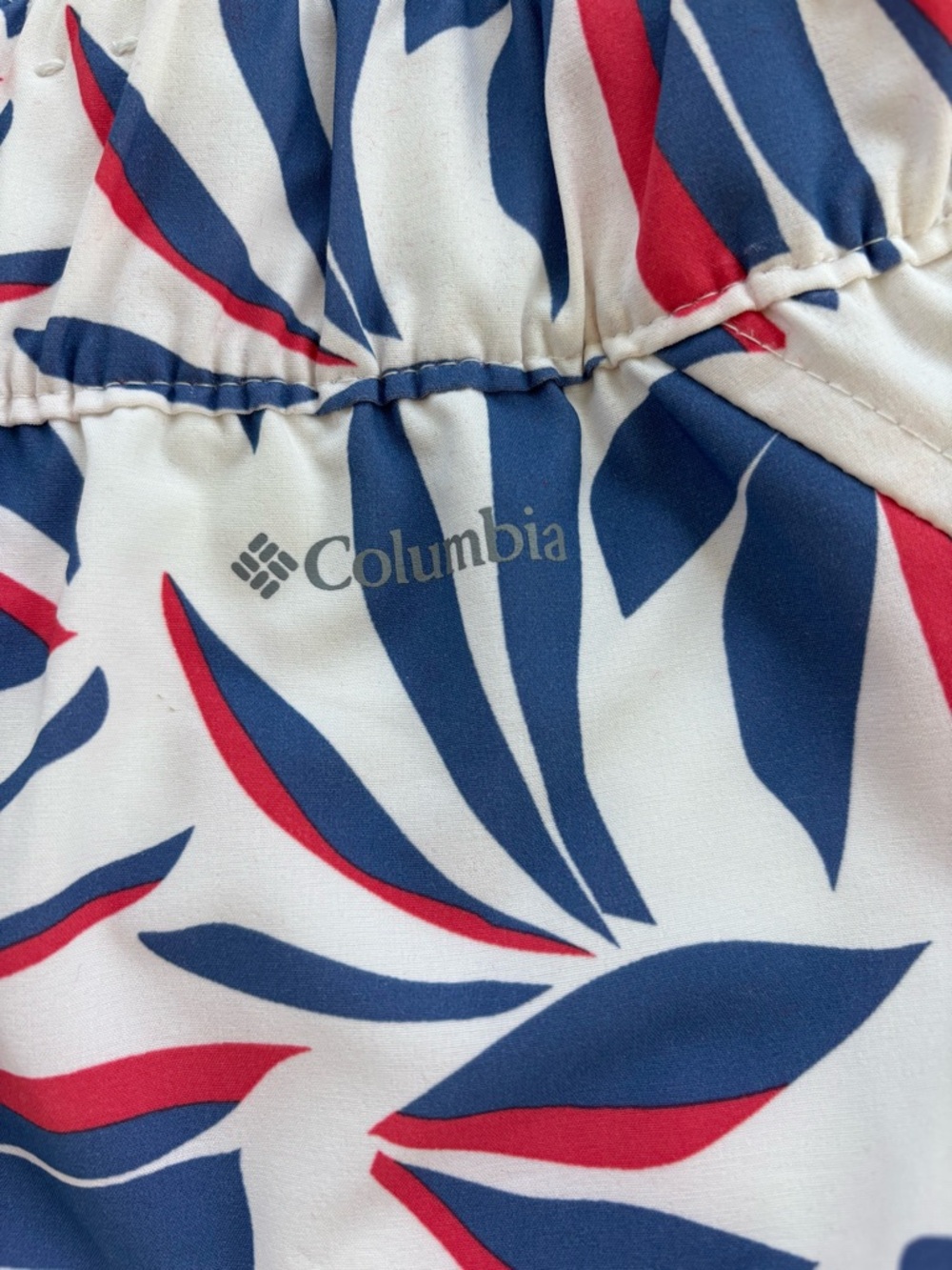 Tropical Leaf Print Mini Skirt - Navy & Red on White - Picture 5 of 9
